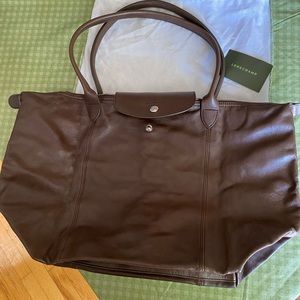 Authentic leather longchamp tote